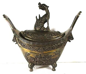 JAPANESE MEIJI BRONZE "KIRIN" OR KYLIN ATOP LARGE CENSOR/KORO FINE DETAIL - Picture 1 of 16