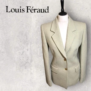Louis Feraud Mujer Vintage Años 90 Verde Pálido Amarillo Longline Chaqueta, Blazer Reino Unido 12 - Imagen 1 de 7