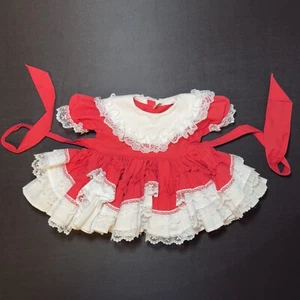 Vintage Lil Dolly’s Christmas Red White Ruffle Lace Petticoat Dress 0-3 Months - Picture 1 of 6