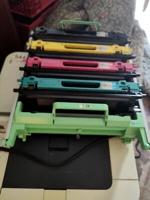 Brother Paper Color Laser Printer Toner tray W Used Toners HL-4040cn - Image 1 of 4