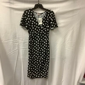 For Blume Womens Dress Black Polka Dot Maternity Bodycon Short Sleeves Size 6 - Picture 1 of 5