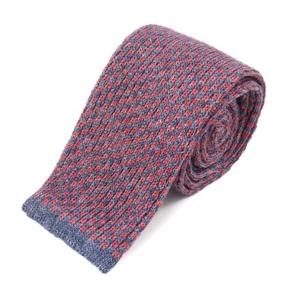 Barba Napoli Pink and Blue Patterned Knit Linen and Cotton Tie NWT - Picture 1 of 4