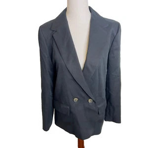 J.Crew Womens $218 Drapey twill double-breasted blazer Black Size 12 CB316 - Picture 1 of 10