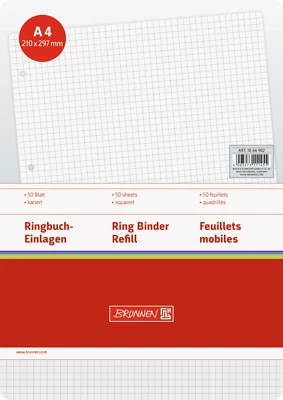 Brunnen Ringbucheinlagen A4 oder A5 - 50 Blatt kariert