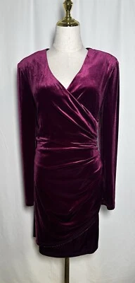 Vestido Alex Marie Vestido Vaina 14P Bodycon Manga Larga Terciopelo Rojo Caoba $168 Foto 1 de 4