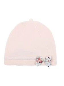 Bebe By Minihaha Baby Pale Pink Velour Beanie Bow Newborn Infant Hat Warm Winter - Picture 1 of 3