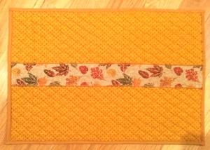 Quilted table mat with a ribbon, or a smaller hot pad, 2.5 x 14, new - Picture 1 of 7