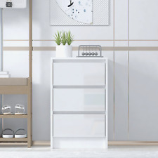 High Gloss White Bedside Cabinet Unit Modern Handleless Design - H64cm X W40cm