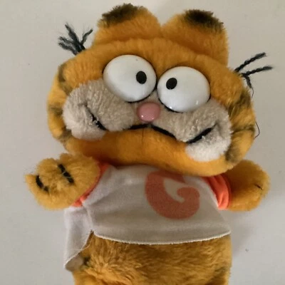 Vintage 1980’s Dakin Garfield Shirt “G” 9” Plush Stuffed Animal With Tag - Image 1 of 4