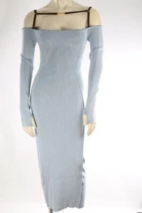 Jacquemus La Robe Sierra Viscose Ribbed Knit Cold Shoulder Midi Dress Size 36 - Picture 1 of 20