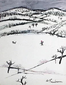 The New Yorker Jan 15 1949 Cover Art Winter Scene Signed Abe Birnbaum - Picture 1 of 4