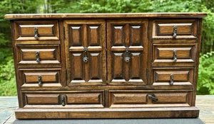 Vintage Mele Wood Jewelry Box Mele Japan 11 Drawers Jewelry Cabinet -17.25” Wide - Picture 1 of 17
