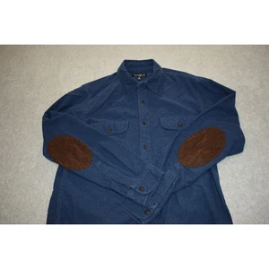J Crew Flannel Dress Shirt Flex Button Up Mens Size Medium Blue Elbow Pads - Picture 1 of 7