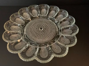 Vintage Indiana Glas Nägel Klarglas Teufel Eier Tablett - 11" Servierplatte - Bild 1 von 4