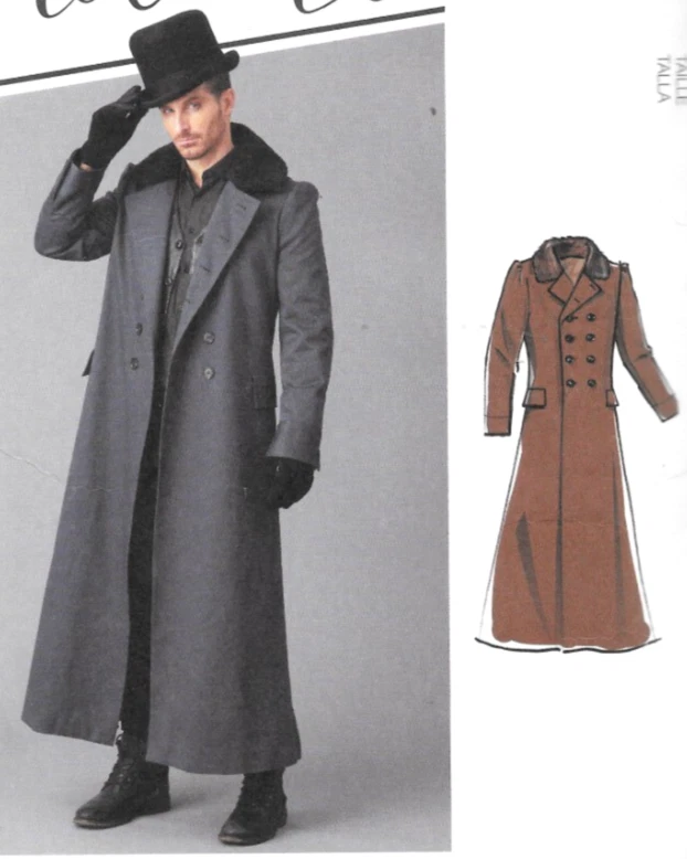 McCall's Mens Historic 1800s Costume Trench Coat Pattern M8137 46-52 Uncut #920
