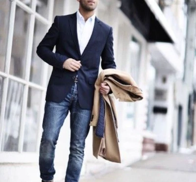 GIORGIO ARMANI Navy Blue Sport Coat Suit Blazer 42R Wool Italy - Image 1 of 4