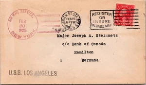 1925 Varick Station NY USA USS Los Angeles Zeppelin Cover to Hamilton Bermuda - Picture 1 of 2