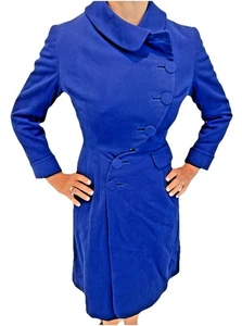 VTG 1950s Fit and Flare Princess Coat 50s Royal Blue Wool Velvet Coat Elegant - Picture 1 of 13
