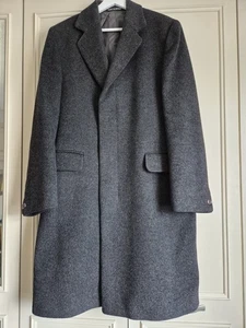 Vintage Dunn & Co Crombie Overcoat Dark Grey Wool Long Coat, Size 38" - Picture 1 of 10