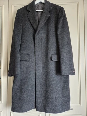 Vintage Dunn & Co Crombie Overcoat Dark Grey Wool Long Coat, Size 38" - Image 1 of 4