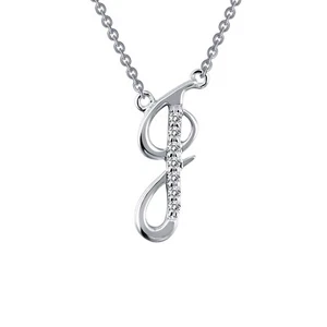 *BRAND NEW* Sterling Silver w/ Clear 0.07CTW Diamond Letter J Pendant Necklace - Picture 1 of 2