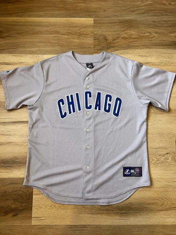 Majestic MLB Chicago Cubs Cooperstown Baseball Jersey Mens Gray Throwback XL USA Cover