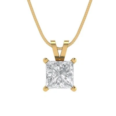 1.5 cttw Silver Pendant and 16" Necklace Yellow Gold Plated 6.5mm Cubic Zirconia - Image 1 of 4