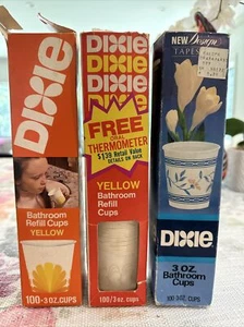 Vintage Dixie Cups Bathroom White 3 oz 1972 Open Props Blue Hearts Over 220 Cups - Picture 1 of 7