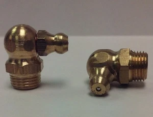 1/8-28 BSP Brass 90 Degree Angle British Grease Zerk Nipple Fitting 1 pc - Picture 1 of 1