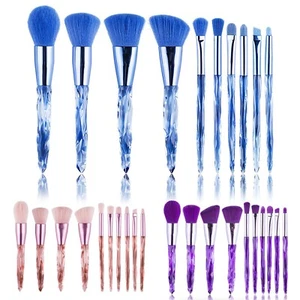 Crystal Makeup Brushes Set - Premium Synthetic Bristles - Complete Beauty 10P - Picture 1 of 12