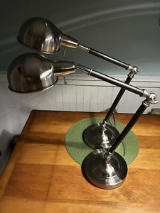 Table Lamp Black & Chrome Adjustable Pair Of Desk Lights X2 Industrial - Picture 1 of 5