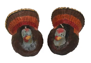 RUSS TURKEY WAX Sculpture Candle Harvest Accents Set 2 Thanksgiving NEW Vintage - Picture 1 of 6