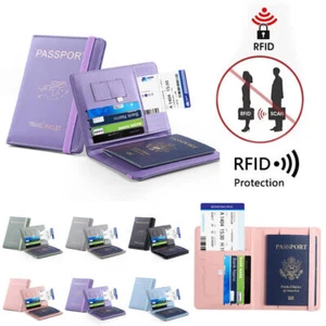 Luxury Leather Travel Passport Wallet Holder RFID Blocking ID Card Case Cover - Picture 1 of 28