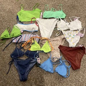 Set of 14 Women's Bikini Bottoms & Tops SMALL Mix & Match Wild Fable -NWT #ay58 - Picture 1 of 7