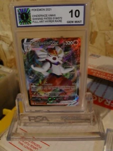 P1 Graded 10 Cinderace Vmax 019/072 Shining Fates FullartHyper Rare Pokemon Card - Picture 1 of 2