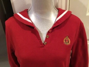 Womens Lauren Jeans Co Ralph Lauren Sailor RED Sweatshirt Nautical Crest M - Picture 1 of 3