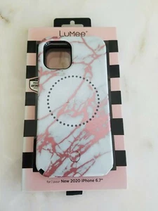 LuMee Halo Rose Gold White Marble for Apple iPhone 12 / 6.7 PRO MAX 5G - Picture 1 of 12