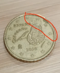 RARE ERROR Spain Euro Coin 50 Cents 2016 - Picture 1 of 3