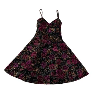 Vintage Roberta festliches Cocktailkleid Größe 3/4 schwarz & lila geblümt mit Rückenschleife - Bild 1 von 16
