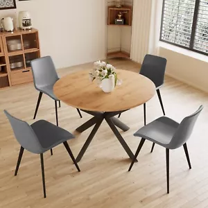 JieXi 43.2"-59.1" Extendable Dining Table Set with 4 Gray Chairs - Picture 1 of 6