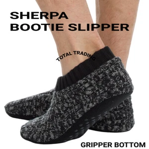 Mens Slipper Socks gripper thermal lounge cosy faux fur lined Bootie Cut - Picture 1 of 11