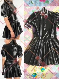 Latex Rubber Gummi Dresses One-piece full-skirted puff short sleeves 0.4mm - Picture 1 of 4