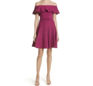 Ted Baker London Dilpree Off Shoulder Knit Skater Dress, Size 0 USA 2 Purple - Picture 1 of 12