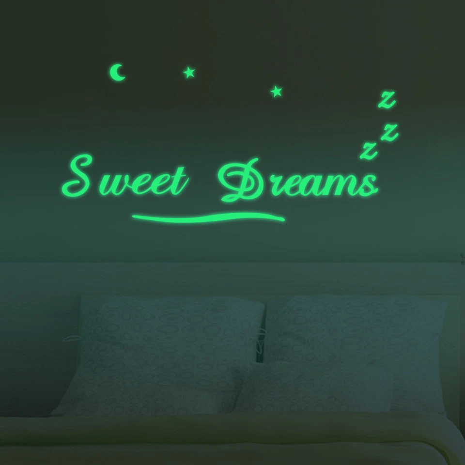 Sweet Dreams Aufkleber nachts leuchtend Deko Spruch Sticker fluoreszierend  - Bild 1 von 3
