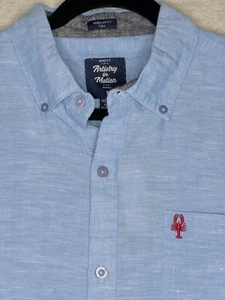 Artistry In Motion Shirt Button Down SS Medium Blue Cotton Linen - Picture 1 of 16
