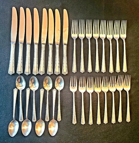 Vintage 1947 FINE ARTS "Processional" Sterling Silver Flatware Set 32 Pcs 1494g Cover
