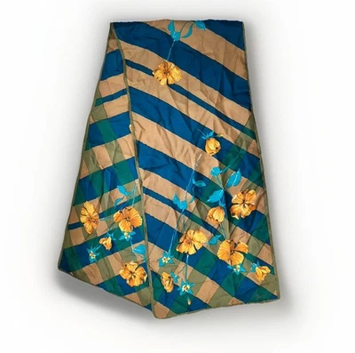 VERA NEUMANN Long Silk Scarf Yellow California Poppies Floral Poppy VTG 48x11” - Image 1 of 4