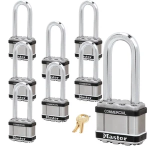 Master Lock Magnum Padlock- (10) Keyed Alike w/BumpStop Technology M5NKALJSTS-10 - Picture 1 of 4