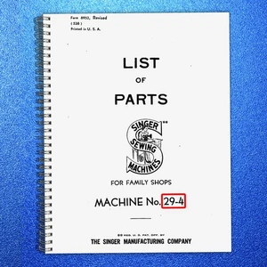 SINGER 29-4 Parts List, Diagrams, Order Detail (NOT User Manual ) – WIRE Binding - Bild 1 von 8
