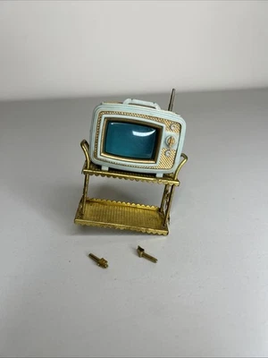 IDEAL Petite Princess Patti RARE TV on Metal Cart Dollhouse Miniatures - Image 1 of 4